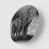 Horloge Ronde Eléphants (Angle)