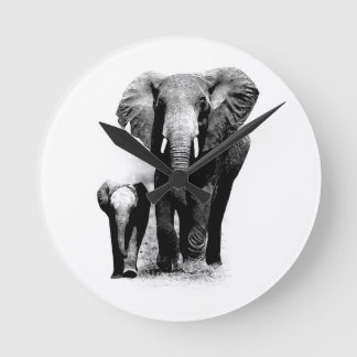 Horloge Ronde Eléphants