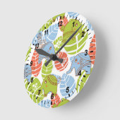 Horloge Ronde Eléphants colorés de la jungle (Angle)