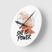 Horloge Ronde Elle Est Puissance - Tons Désert (Angle)