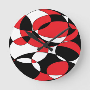 Horloge Ronde Ellipticals noirs, blancs et rouges