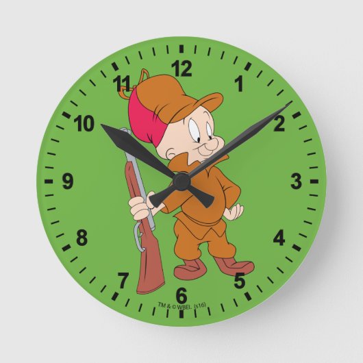 Horloge Ronde ELMER FUDD™ | Avec Un Arme À Arme (Recto)