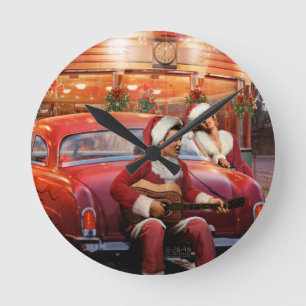 Horloge Ronde Elvis et Marilyn Christmas