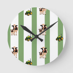 Horloge Ronde embrouiller la vache et le tracteur