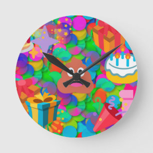 Horloge Ronde emoji joyeux pod'anniversaire