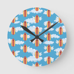 Horloge Ronde Emoji, un drôle de hot Dog signifie Humour aliment