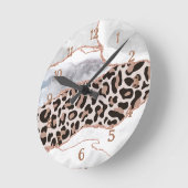 Horloge Ronde Empreinte de léopard de la Parties scintillant d'o (Angle)