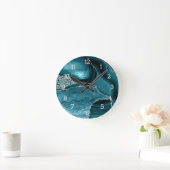 Horloge Ronde Empreinte de léopard de Parties scintillant turquo (Maison)