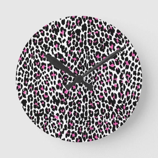 Horloge Ronde empreinte de léopard rose (Recto)