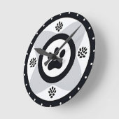 Horloge Ronde Empreinte de Patte avec Éléments Décoratifs (Angle)