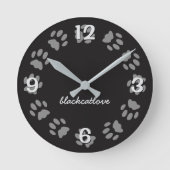 Horloge Ronde Empreinte de patte de chat noir cadenas personnali (Recto)