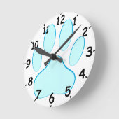 Horloge Ronde Empreinte de patte de chien Baby Blue (Angle)
