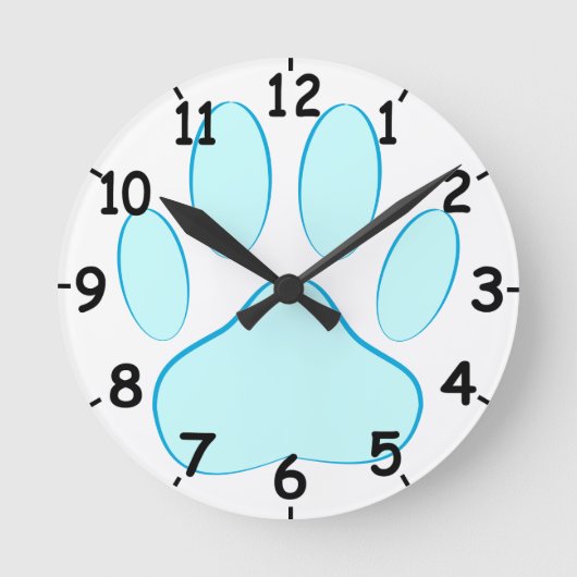 Horloge Ronde Empreinte de patte de chien Baby Blue (Recto)