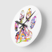 Horloge Ronde Empreinte de patte de chien de peinture (Angle)