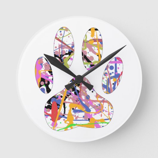 Horloge Ronde Empreinte de patte de chien de peinture (Recto)