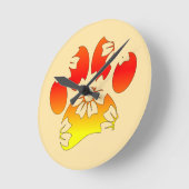 Horloge Ronde Empreinte de patte de chien floral (Angle)