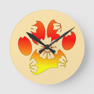 Horloge Ronde Empreinte de patte de chien floral