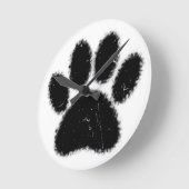 Horloge Ronde Empreinte de patte De Chien Rough Et Distressed (Angle)