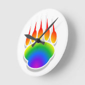 Horloge Ronde Empreinte de patte de l'ours arc-en-ciel (Angle)