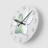 Horloge Ronde Empreinte de patte en métal brossé (Angle)