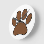 Horloge Ronde Empreinte de patte Pixel Dog (Angle)