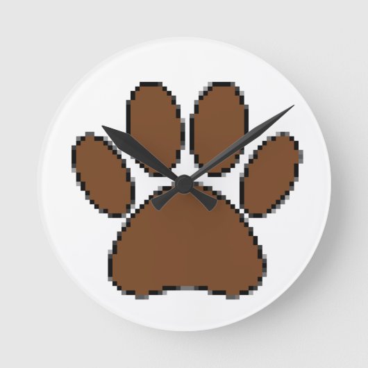 Horloge Ronde Empreinte de patte Pixel Dog (Recto)