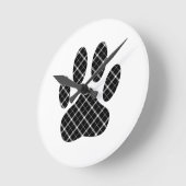 Horloge Ronde Empreinte de patte Tartan Noir Et Blanc (Angle)