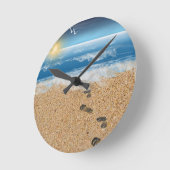 Horloge Ronde Empreintes dans le sable (Angle)