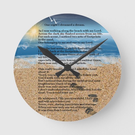 Horloge Ronde Empreintes dans le sable (Recto)