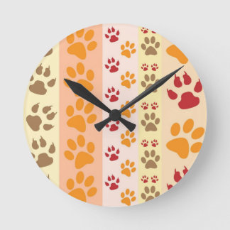 Horloge Ronde Empreintes de pattes Amoureux de les chiens mignon