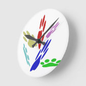 Horloge Ronde Empreintes de pattes de chiens avec Pois (Angle)