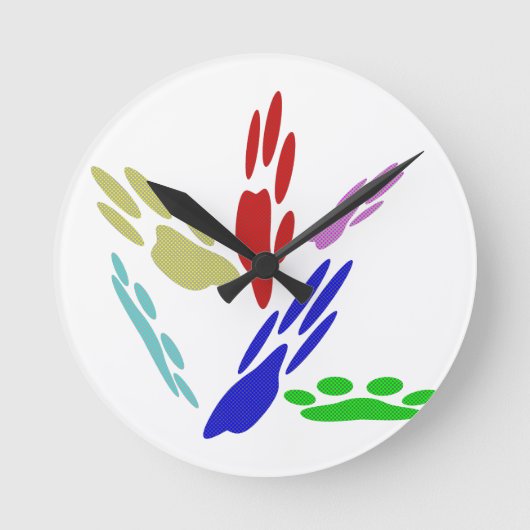 Horloge Ronde Empreintes de pattes de chiens avec Pois (Recto)