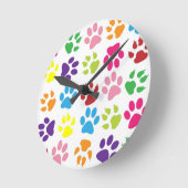 HORLOGE RONDE EMPREINTES DE PATTES DE RAINBOW (Angle)