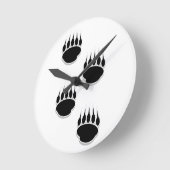 Horloge Ronde Empreintes de pattes d'ours noir (Angle)