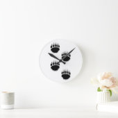 Horloge Ronde Empreintes de pattes d'ours noir (Maison)