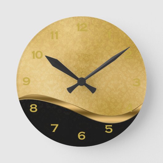 Horloge ronde en acrylique noir et or (Recto)