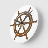 Horloge ronde en bois du volant du navire (Angle)