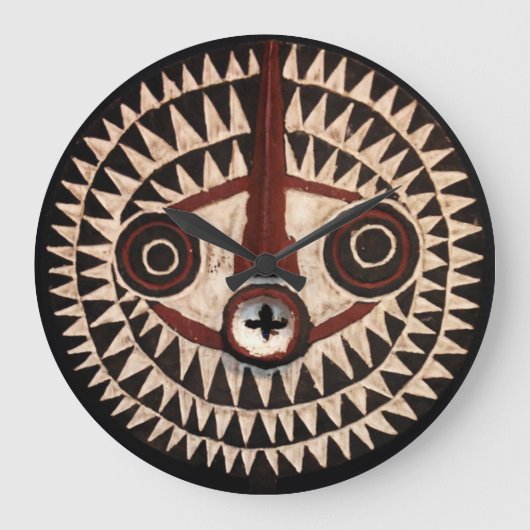 Horloge ronde en Masque africain - Décor tribal (Recto)