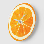 Horloge ronde en tranche orange Citrus (Angle)