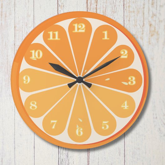 Horloge ronde en tranche orange fraîche : Fruit d'