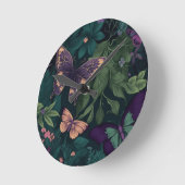 Horloge Ronde Enchanted Forest Butterflies Botanical Clock (Angle)