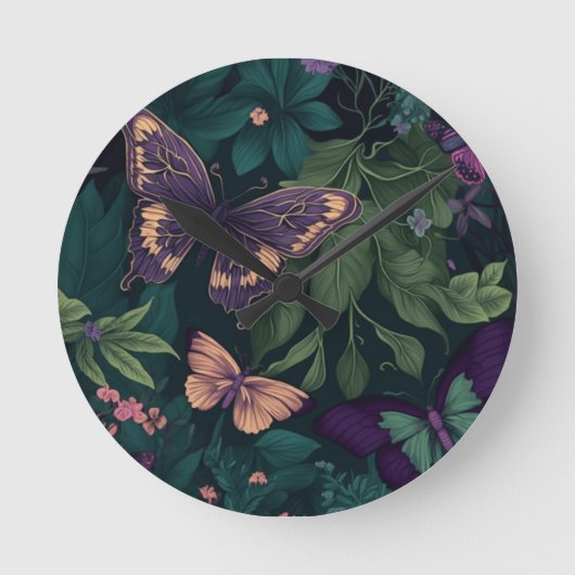 Horloge Ronde Enchanted Forest Butterflies Botanical Clock (Recto)