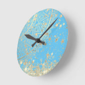 Horloge Ronde Enchanting Mandala with Gold Stars on Turquoise  (Angle)