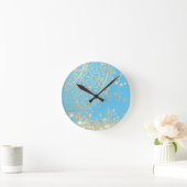 Horloge Ronde Enchanting Mandala with Gold Stars on Turquoise  (Maison)