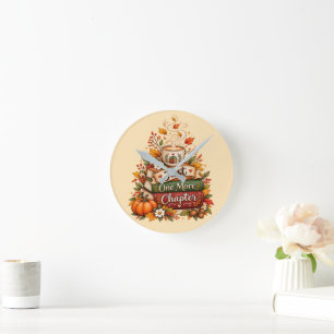 Horloge Ronde Encore un chapitre - Amoureux des livres d'automne