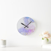 Horloge Ronde Encre d'alcool rose, violet et bleu (Maison)