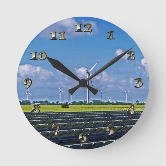 Horloge Ronde Énergie alternative - Solaire et Vent (Recto)