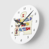 Horloge Ronde Enfant avec la fille 2 de brune d'autisme (Angle)