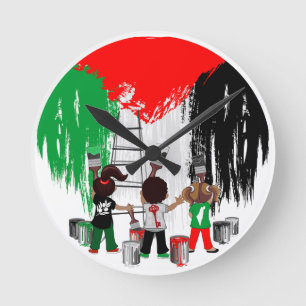 Horloge Ronde Enfants de Gaza peignant le drapeau de la Palestin