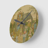 Horloge Ronde Enfants montant sur l'éléphant (litho) (Angle)